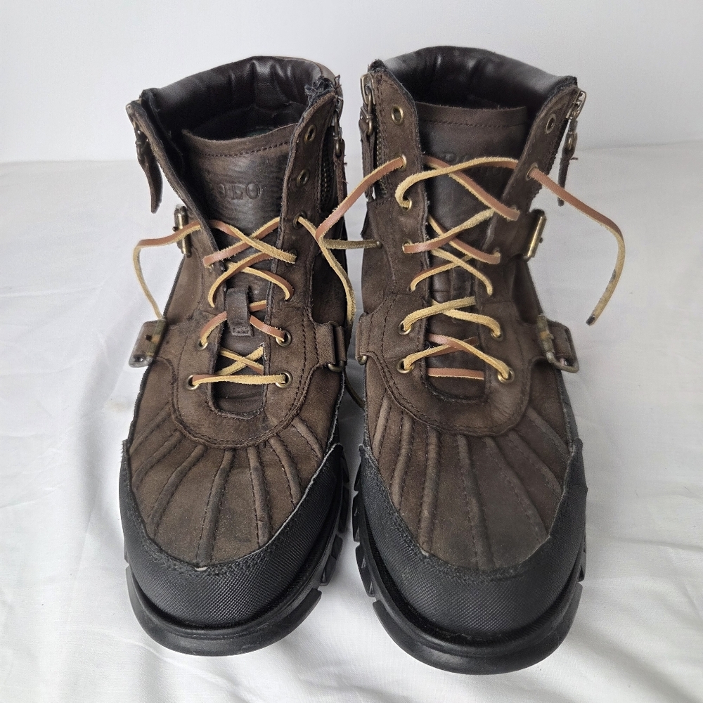 Polo Ralph Lauren Leather Duck Boots | Buckles Rugged Size 10 / 10.5 Steampunk - Picture 3 of 16